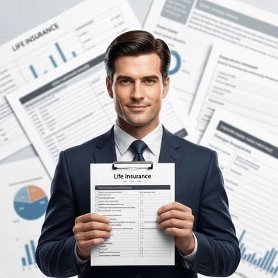 Person holding a checklist for life insurance