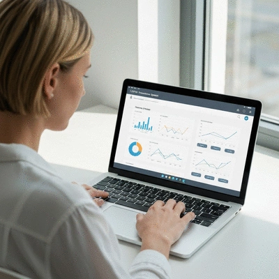 Person using a laptop to compare life insurance quotes with a clean, modern interface