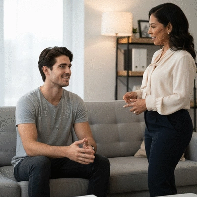 Family looking at life insurance documents with an advisor