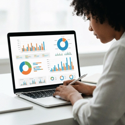 Person comparing life insurance policies on a laptop, clean image