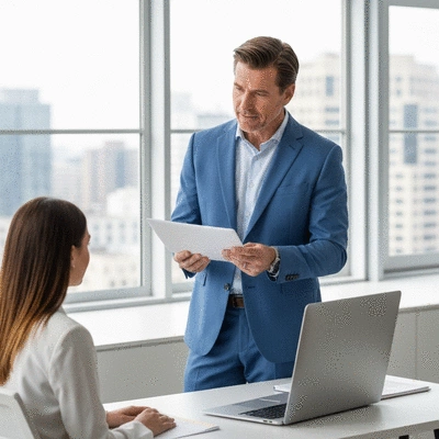 Financial advisor discussing investment options with a client